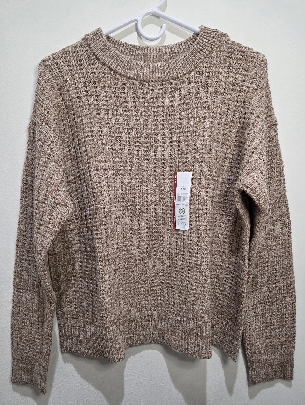 NWT Time and True SoSoft Crewneck Sweater beige brown Womens M Neutral
